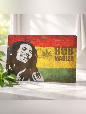 Bob Marley Wall Art with Rasta Colors